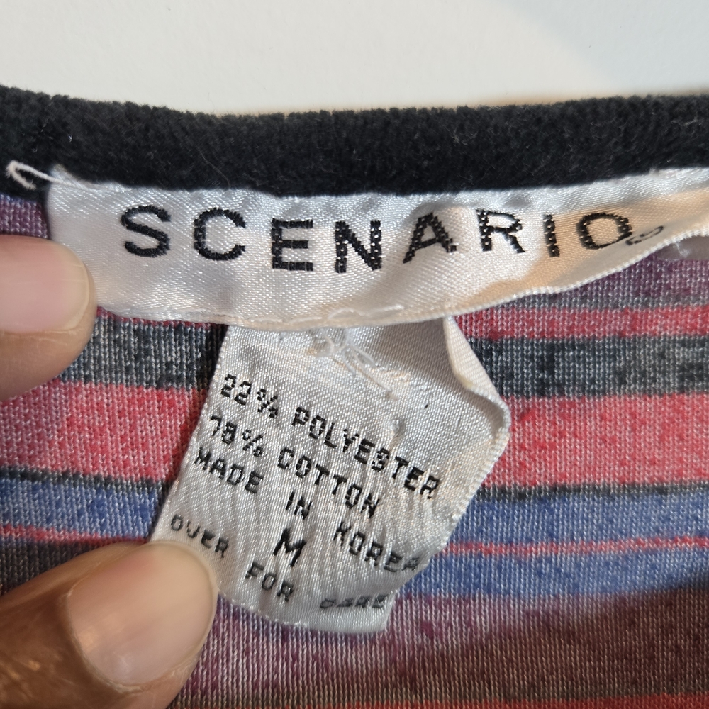 Vintage Y2K Scenario Striped VelvetTop - Picture 2 of 4